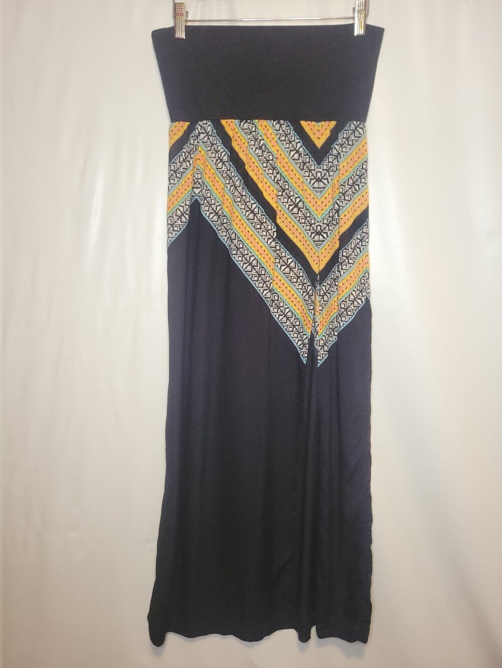 Rip Curl Maxi Skirt with Geo Tribal Chevron Waistband Design And Split Side